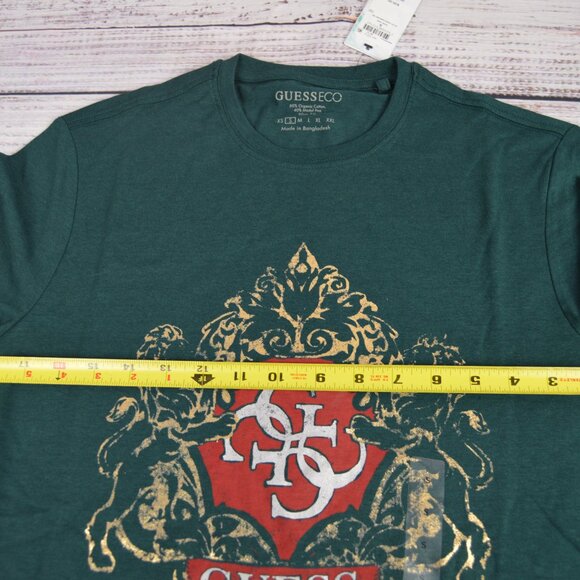Guess Eco Organic Men’s T-Shirt Green Short Sleeves Logo Size Small Slim Fit NWT - Picture 7 of 16